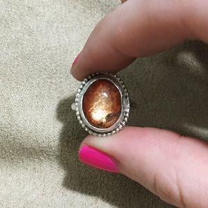 Natural Sunstone Sterling Silver Ring